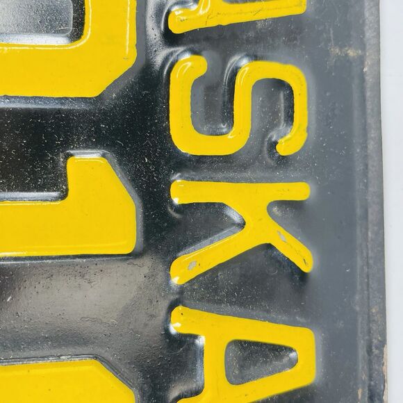 1954 Yellow on Black Nebraska License Plate 1 = Douglas County Omaha - Picture 10 of 11